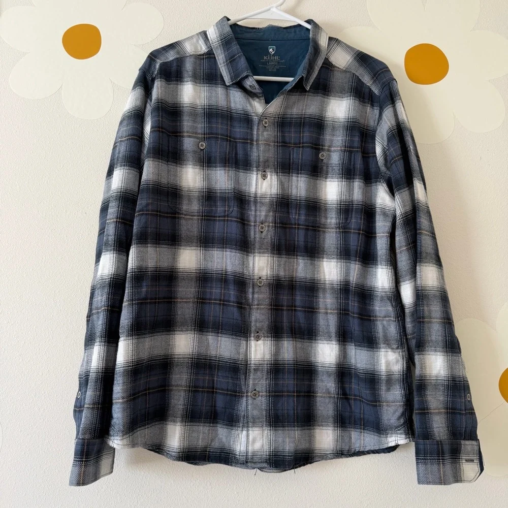 EUC Kuhl Men’s The Law Flannel Hunting Button Up Stellar Slate Blue Shirt